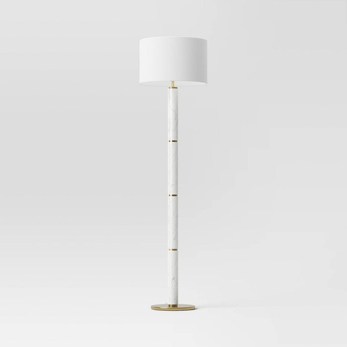 Faux Marble Stick Floor Lamp White - Threshold