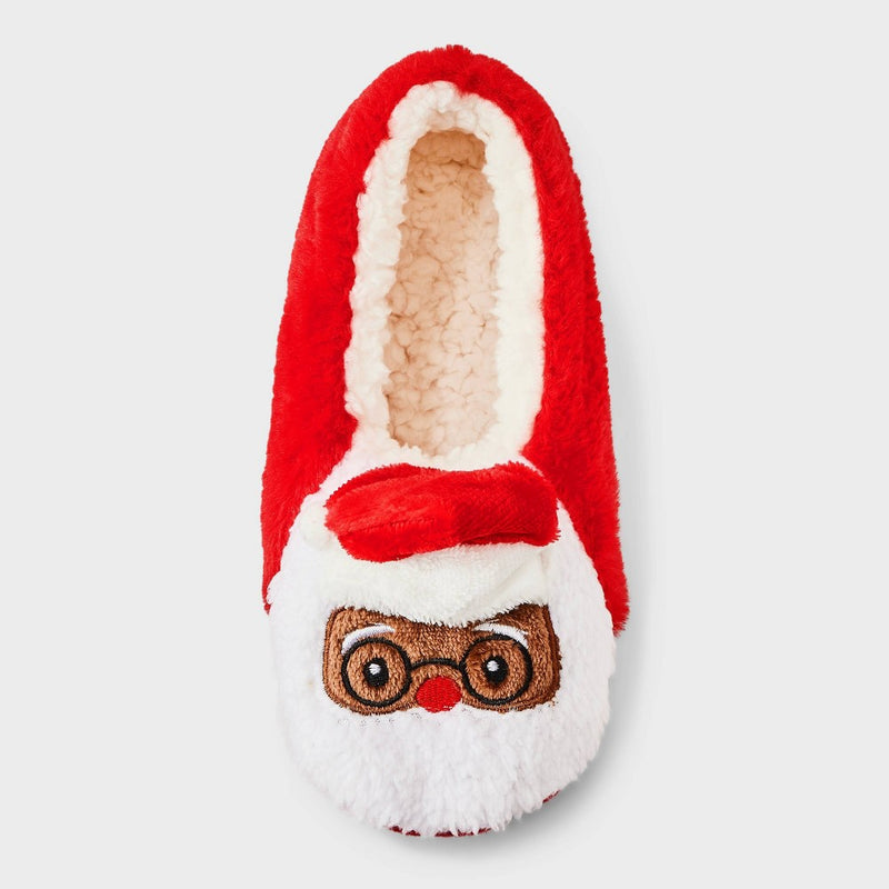 Women's Santa Faux Fur Pull-On Slipper Socks with Grippers - Wondershop Red S/M