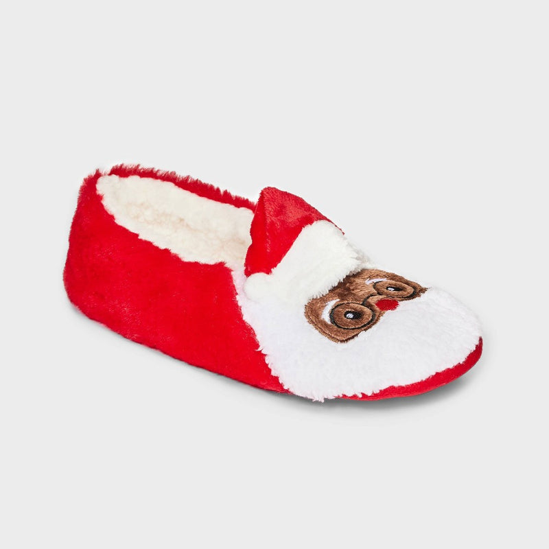 Women's Santa Faux Fur Pull-On Slipper Socks with Grippers - Wondershop Red S/M