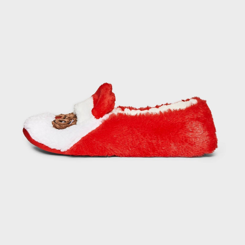 Women's Santa Faux Fur Pull-On Slipper Socks with Grippers - Wondershop Red S/M
