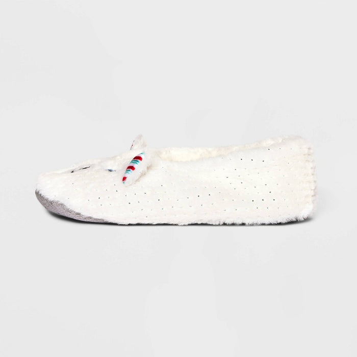 Women's Polar Bear Faux Fur Pull-On Slipper Socks with Grippers - Wondershop White M/L