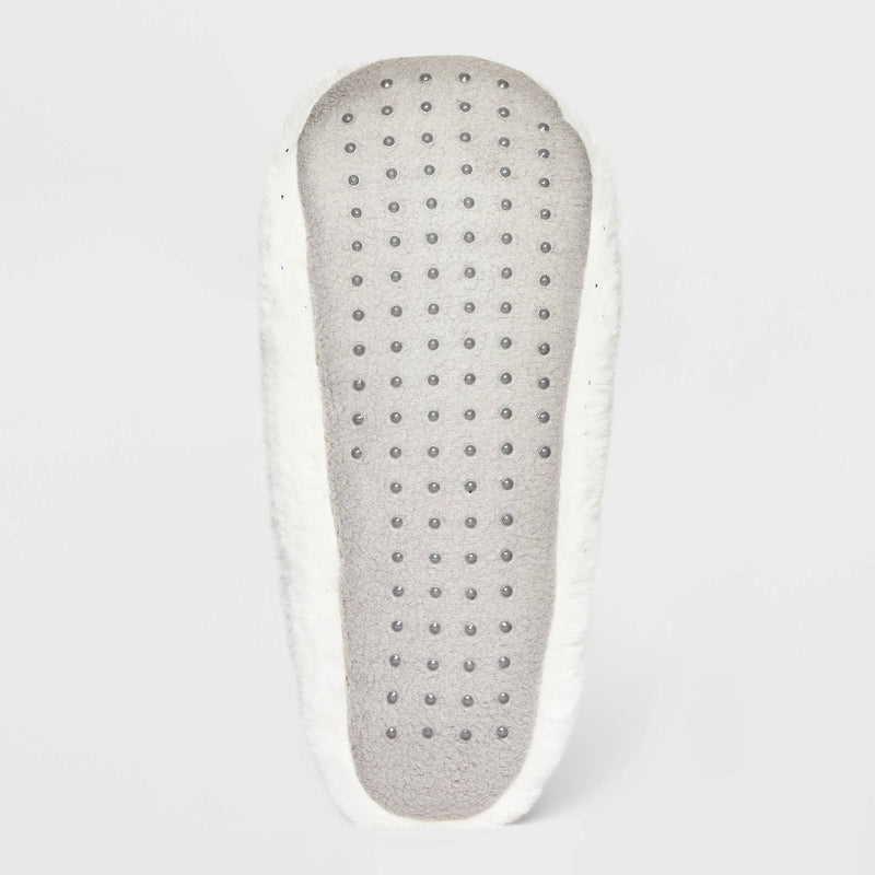 Women's Polar Bear Faux Fur Pull-On Slipper Socks with Grippers - Wondershop White M/L