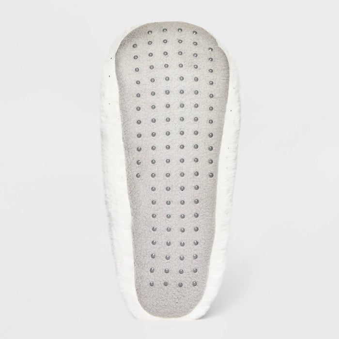 Women's Polar Bear Faux Fur Pull-On Slipper Socks with Grippers - Wondershop White M/L