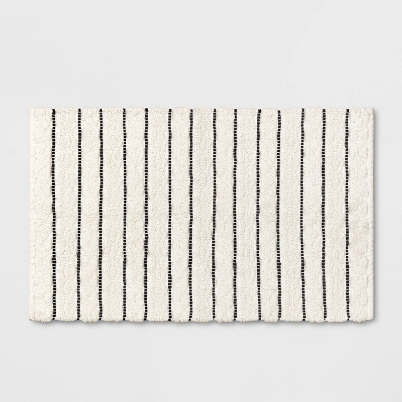 Striped Bath Rug White/Black - Opalhouse