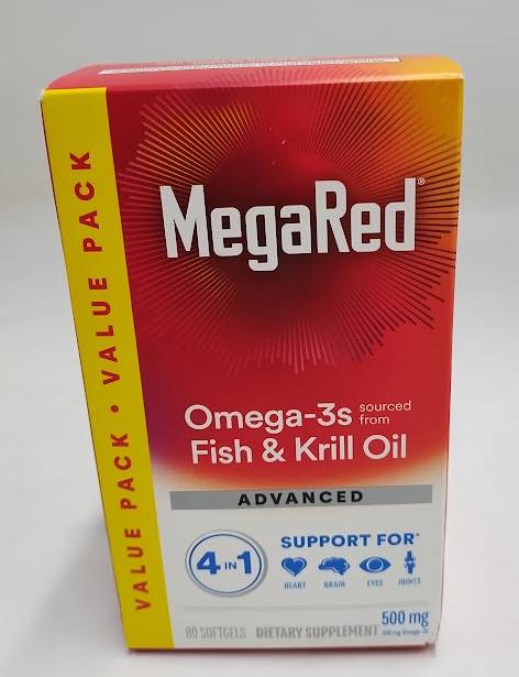 Megared Advanced 4-in-1 Omega 3 Fish Oil 500mg Softgels - 80ct EXP 11/2026+