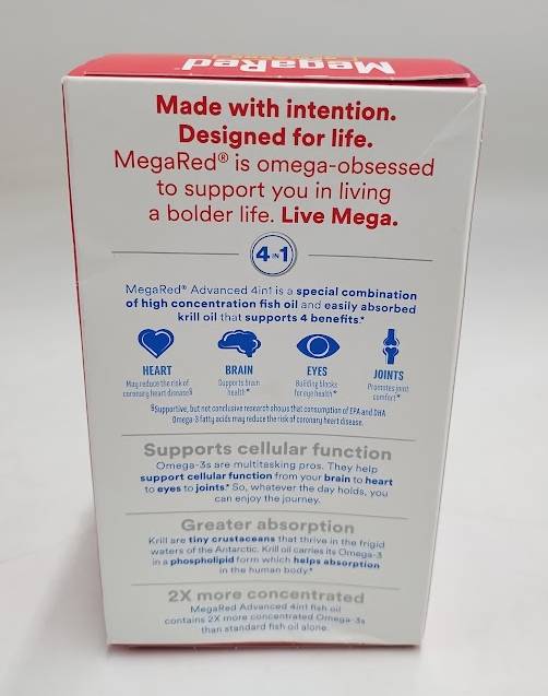 Megared Advanced 4-in-1 Omega 3 Fish Oil 500mg Softgels - 80ct EXP 11/2026+