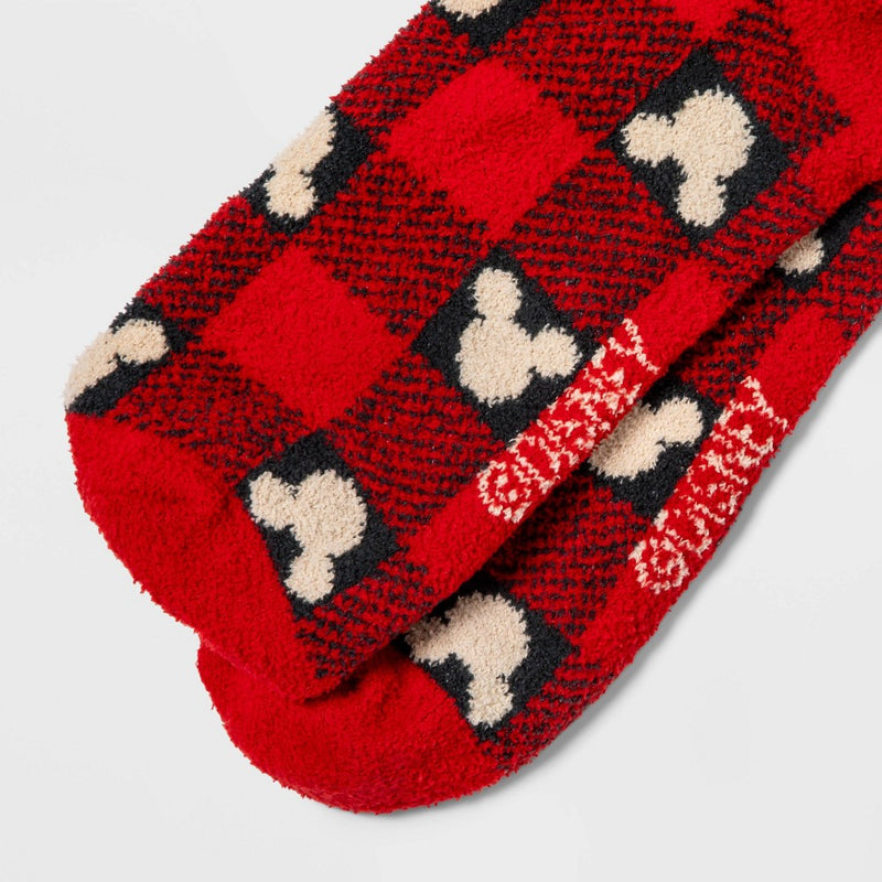 Men's Disney 100 Mickey Mouse Matching Family Cozy Socks - Red 10-13