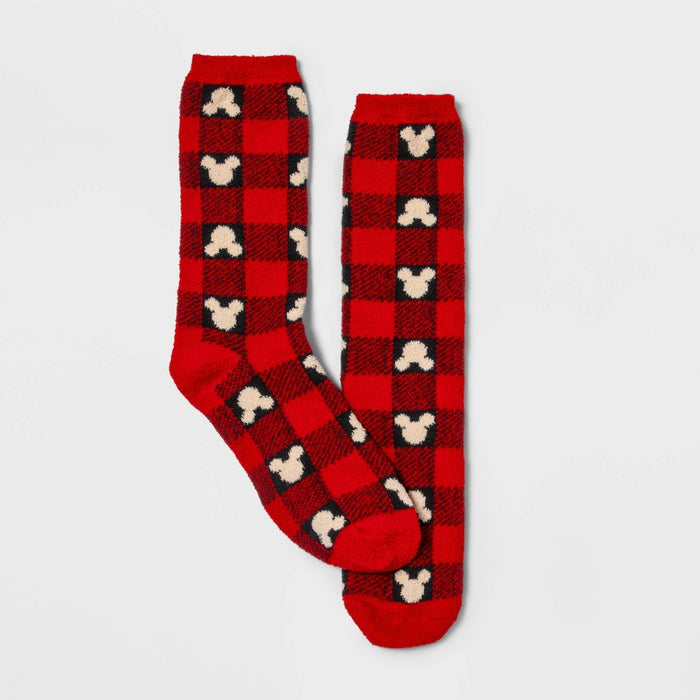 Men's Disney 100 Mickey Mouse Matching Family Cozy Socks - Red 10-13