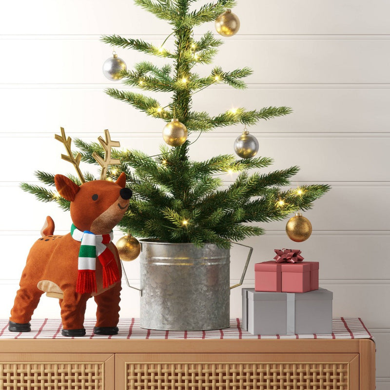 13" Battery Operated Animated Plush Dancing Reindeer Christmas Figurine - Wondershop Brown