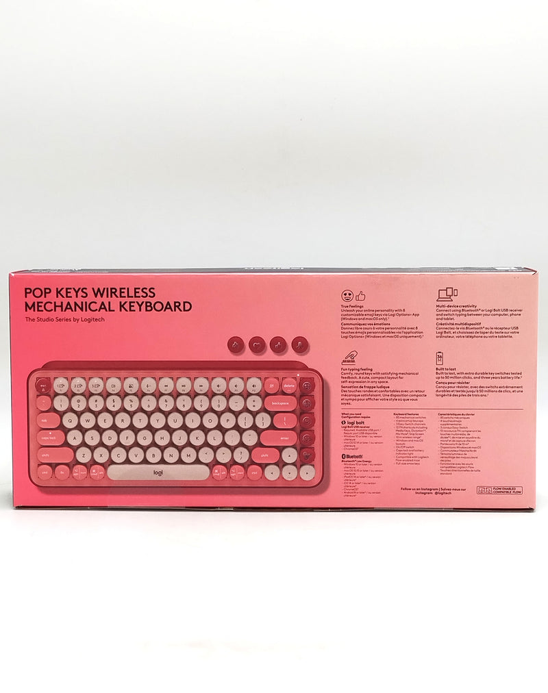Logitech POP Keys Wireless Mechanical Keyboard With Emojis - Heartbreaker Rose