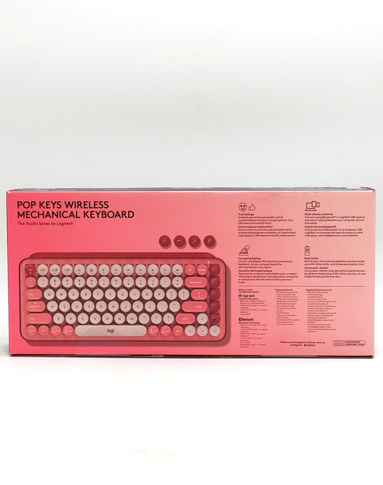 Logitech POP Keys Wireless Mechanical Keyboard With Emojis - Heartbreaker Rose