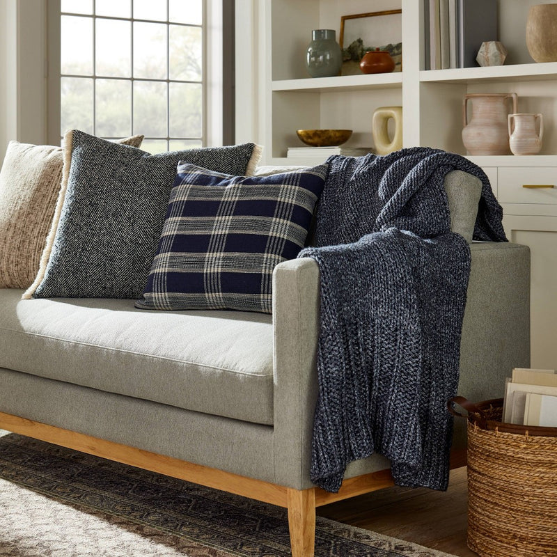 Chunky Knit Throw Blanket Navy Blue - Threshold designed with Studio McGee