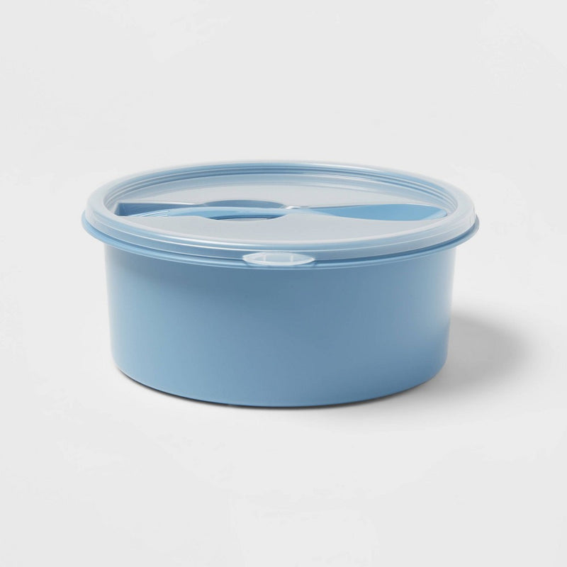 56oz 3pc Plastic Salad Bento Box with Utensil Blue - Room Essentials