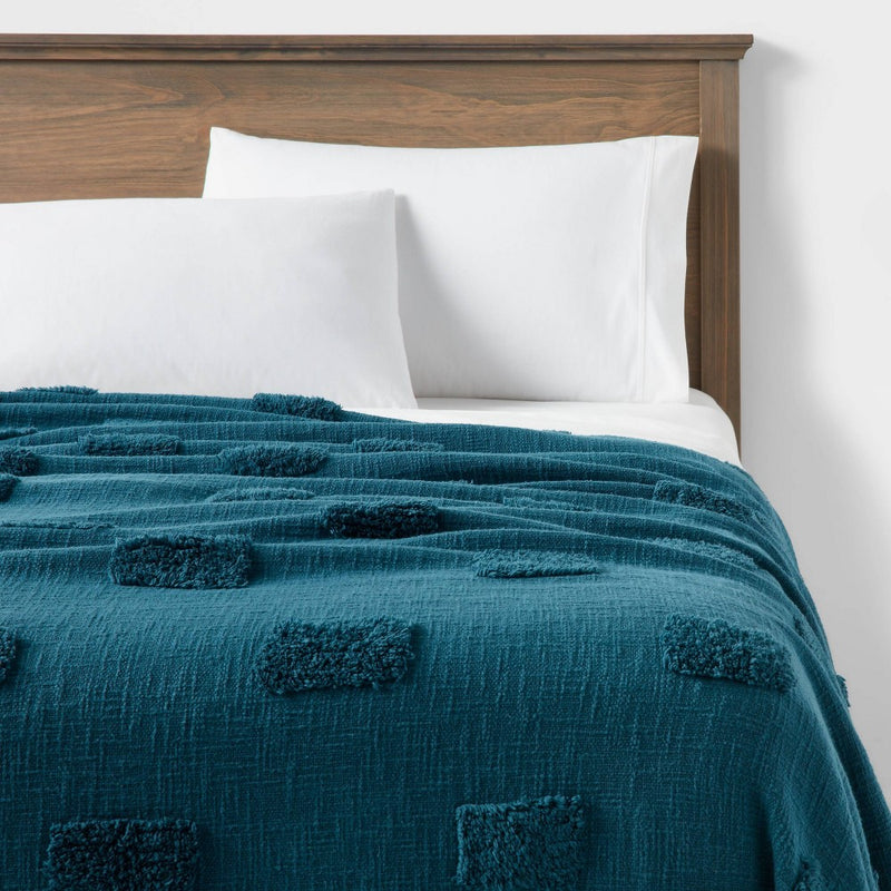 60"x80" Global Tufted Throw Blanket with Tassels Teal - Threshold