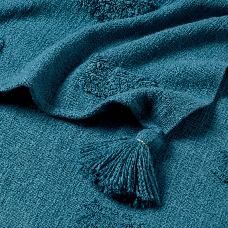 60"x80" Global Tufted Throw Blanket with Tassels Teal - Threshold