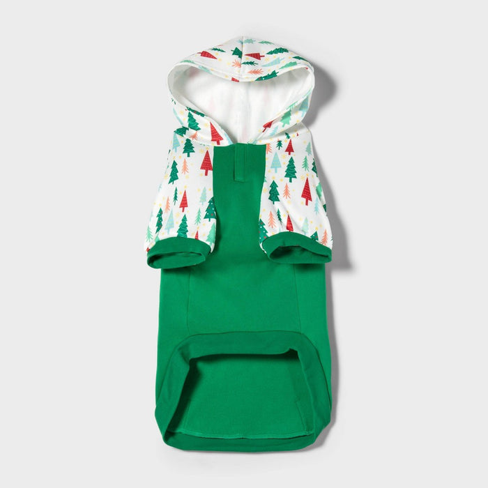 Gingerbread Playhouse Green with Trees Cat and Dog Hoodie - XS - Wondershop
