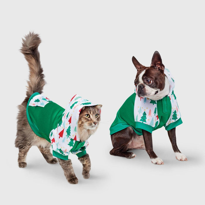 Gingerbread Playhouse Green with Trees Cat and Dog Hoodie - XS - Wondershop
