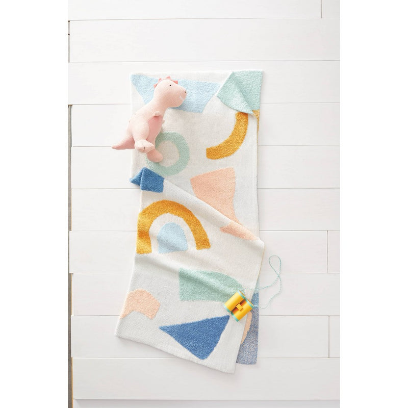 48"x58" Knit Kids' Throw Shapes Cream - Pillowfort