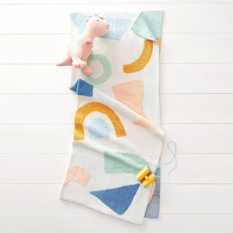 48"x58" Knit Kids' Throw Shapes Cream - Pillowfort