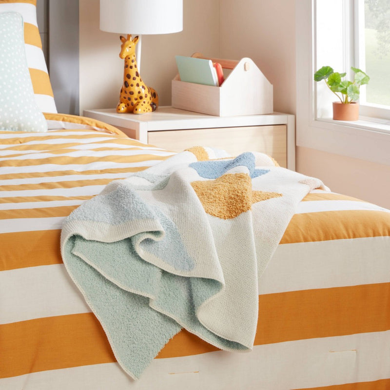 48"x58" Knit Kids' Throw Shapes Cream - Pillowfort