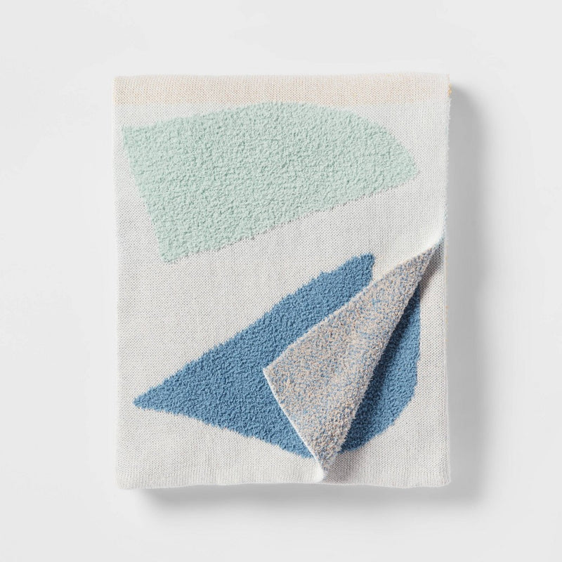 48"x58" Knit Kids' Throw Shapes Cream - Pillowfort