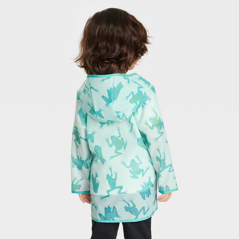 Toddler Frog Printed Unlined Rain Coat - Cat & Jack Teal 5T (LOCAL PICKUP ONLY)