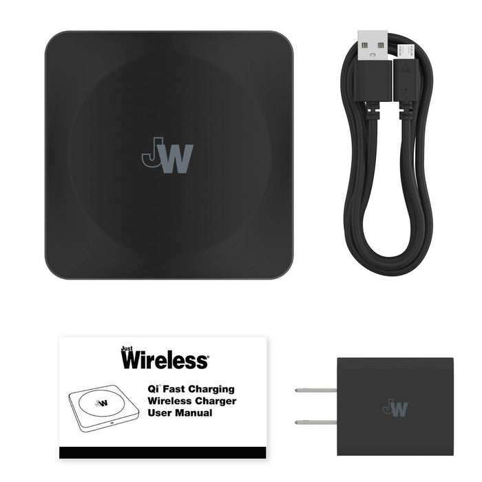 Just Wireless 10W Qi Wireless Charging Pad with 4' TPU Charging Cable - Black