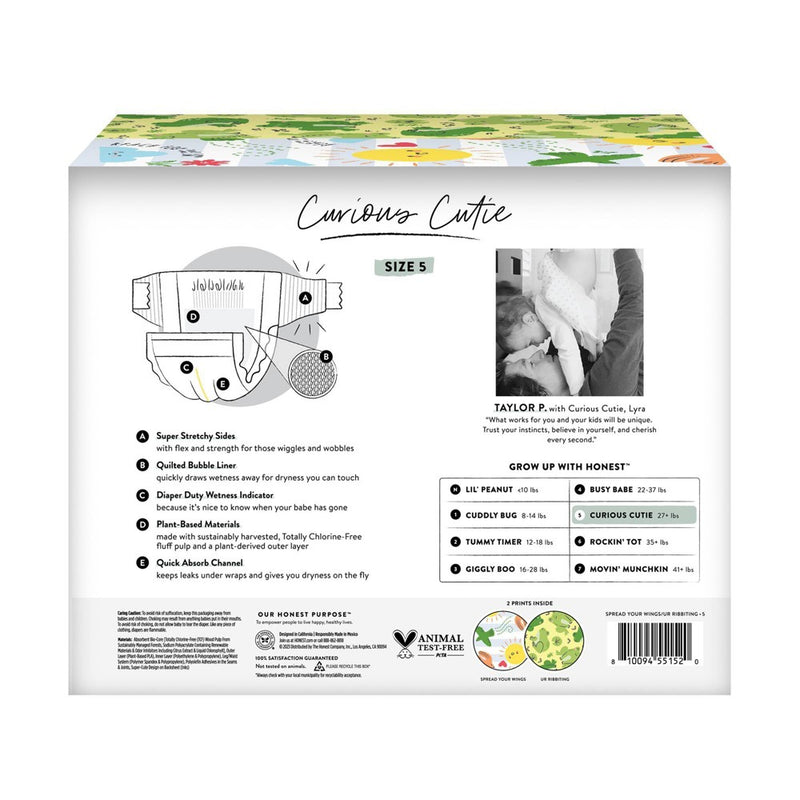 The Honest Company Clean Conscious Disposable Diapers Spread Your Wings & Ur Ribbiting - Size 5 - 50ct