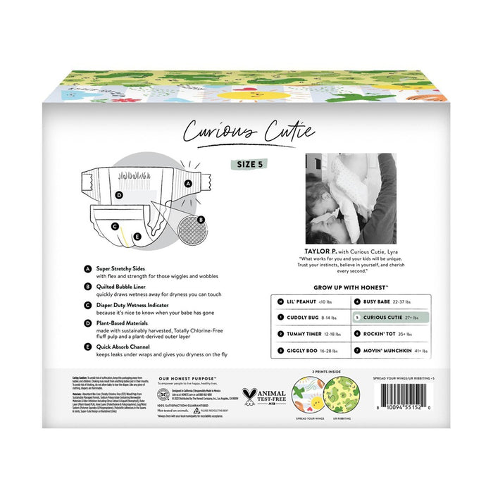 The Honest Company Clean Conscious Disposable Diapers Spread Your Wings & Ur Ribbiting - Size 5 - 50ct