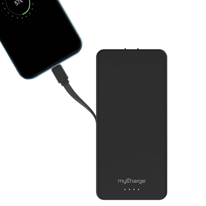 myCharge Amp Prong Max 20000mAh/12W Output Power Bank with Integrated Charging Cable - Black
