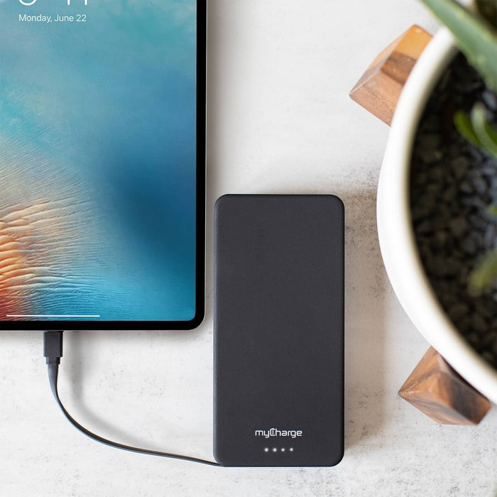 myCharge Amp Prong Max 20000mAh/12W Output Power Bank with Integrated Charging Cable - Black