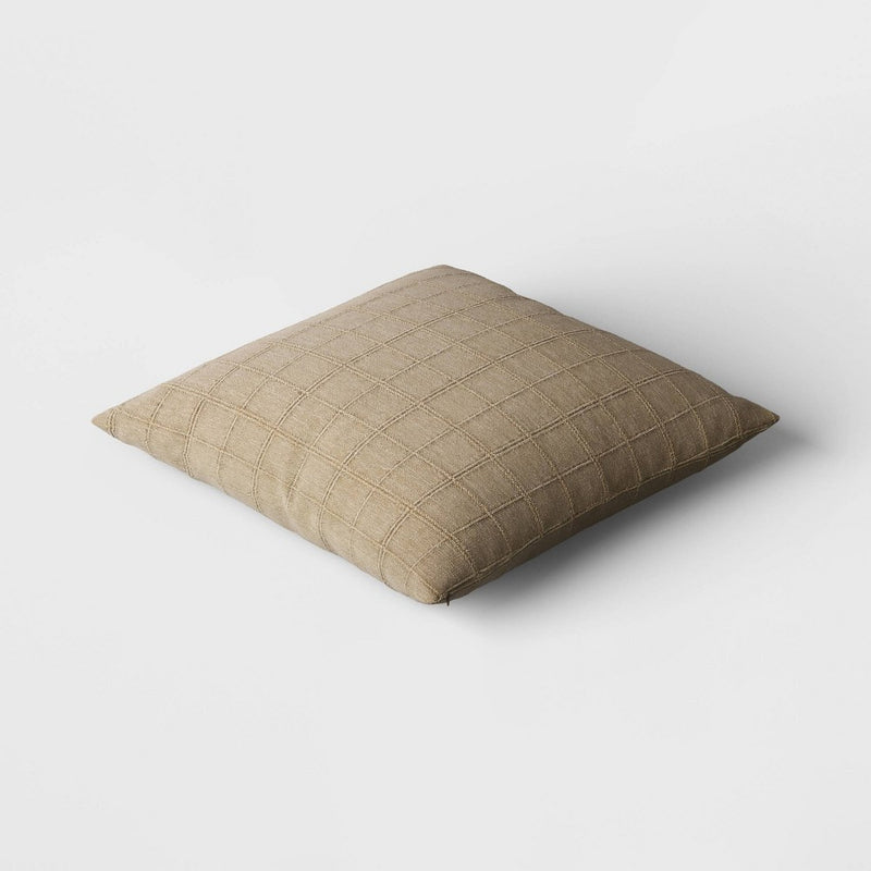 Oversized Woven Washed Windowpane Square Throw Pillow Green - Threshold (LOCAL PICKUP ONLY)