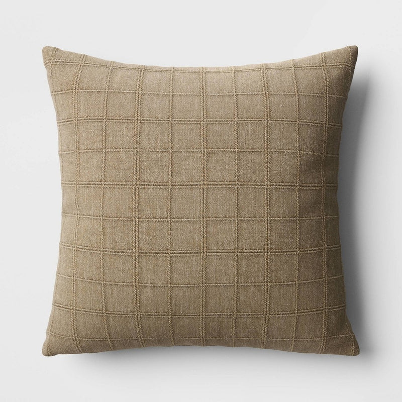 Oversized Woven Washed Windowpane Square Throw Pillow Green - Threshold (LOCAL PICKUP ONLY)