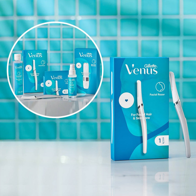 Venus for Facial Hair & Skin Care Exfoliating Dermaplaning Razor + 2 Blade Refills Starter Kit - 3ct
