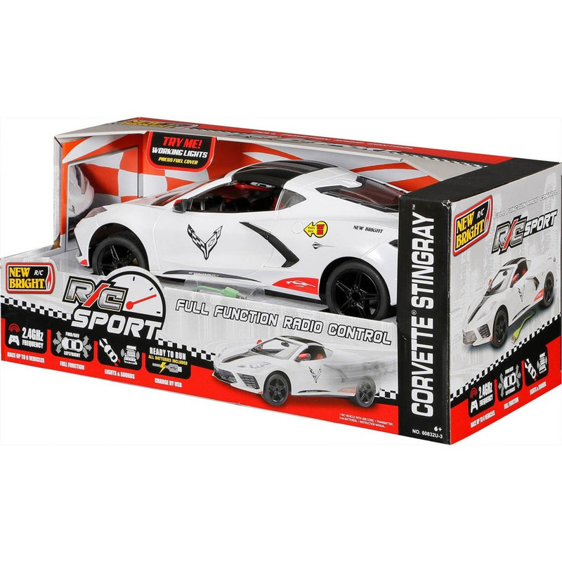 New Bright RC 1:8 Scale (22") FF USB Showcase Sportscar - Corvette Stingray - White (LOCAL PICKUP ONLY)