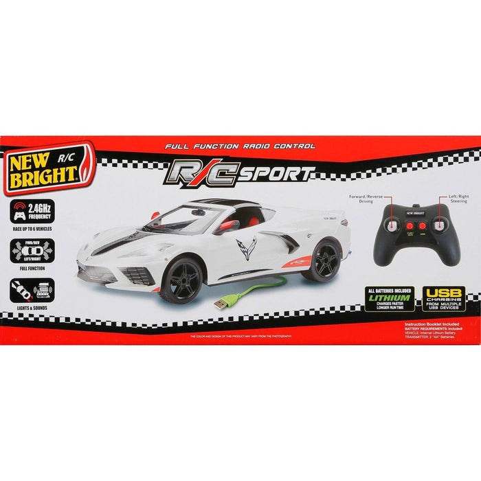 New Bright RC 1:8 Scale (22") FF USB Showcase Sportscar - Corvette Stingray - White