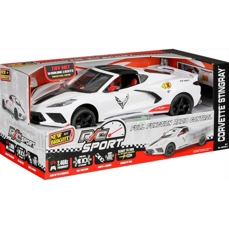 New Bright RC 1:8 Scale (22") FF USB Showcase Sportscar - Corvette Stingray - White (LOCAL PICKUP ONLY)