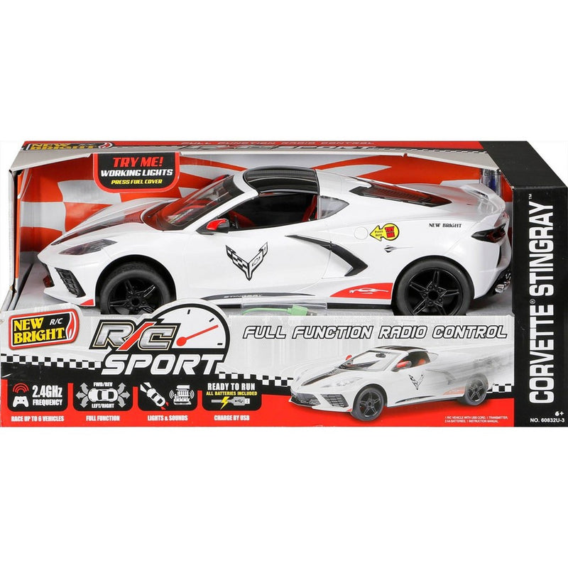 New Bright RC 1:8 Scale (22") FF USB Showcase Sportscar - Corvette Stingray - White (LOCAL PICKUP ONLY)