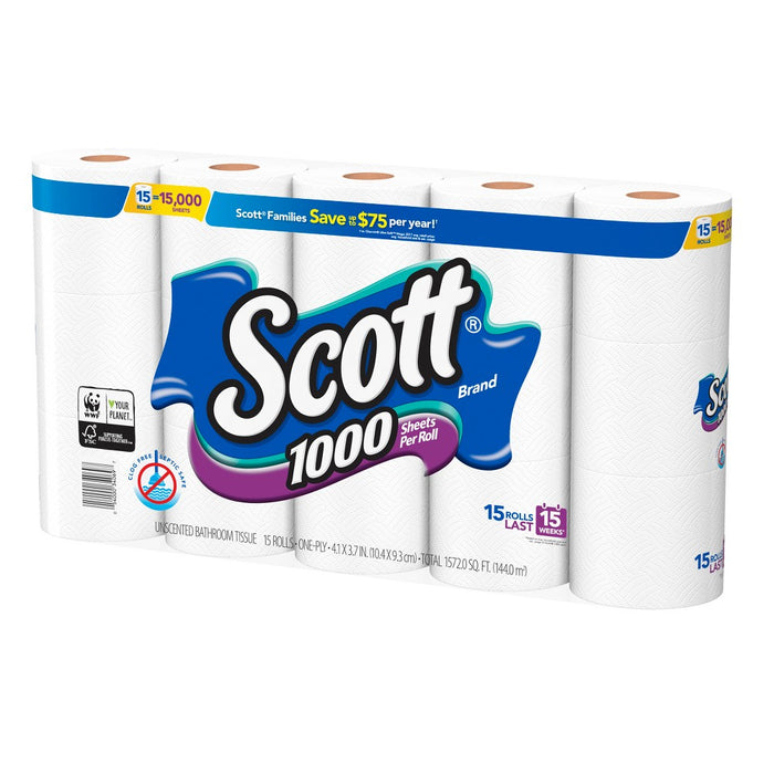 Scott 1000 Septic Safe Toilet Paper - 15 Rolls
