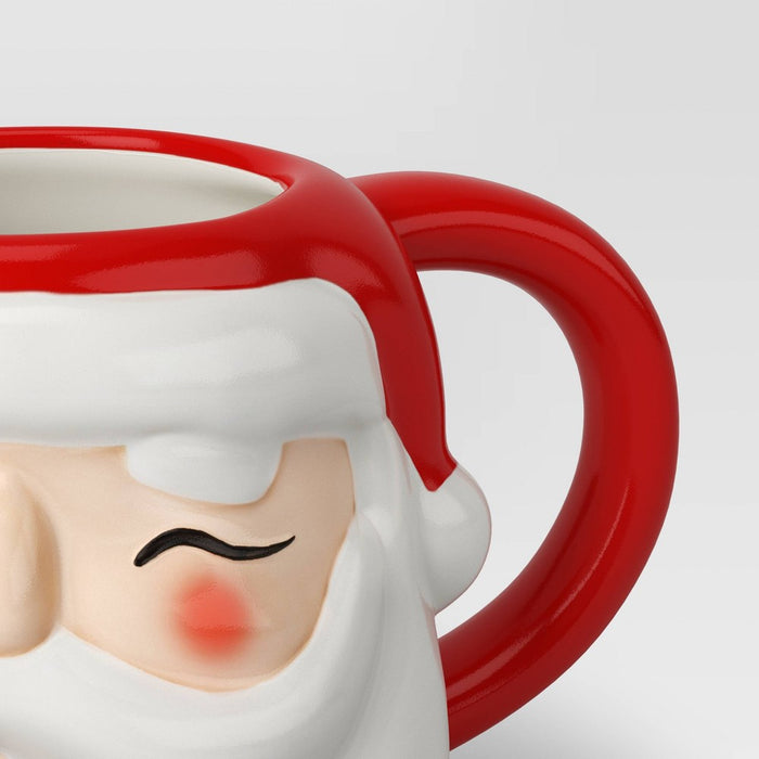 20oz Christmas Earthenware Figural Santa Mug - Wondershop