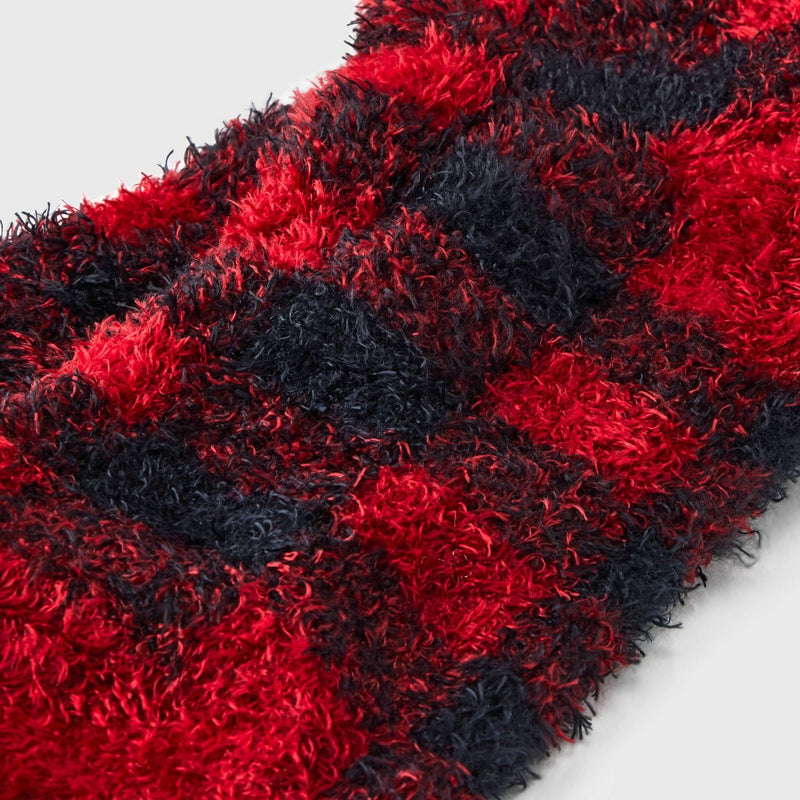 Women's Buffalo Plaid Cozy Low Cut Socks - A New Day Red 4-10