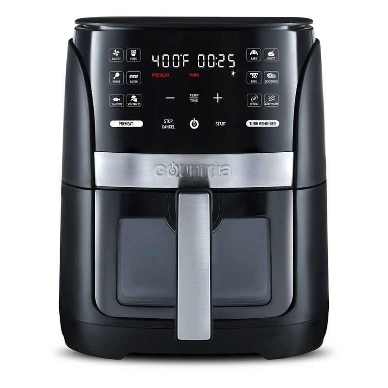 Gourmia 6-Qt Digital Window Air Fryer with 12 Presets & Guided Cooking Black