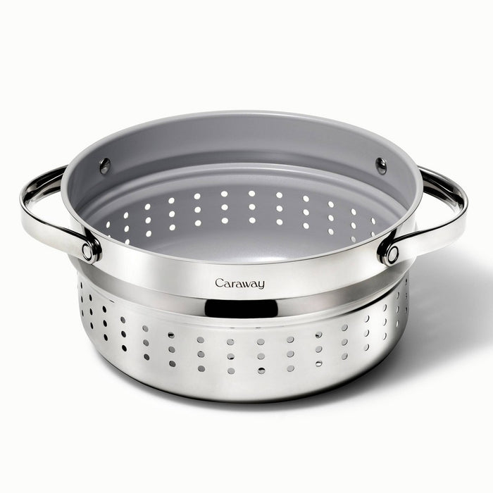 Caraway Home 6.5qt Nonstick Stainless Steel Large Steamer Silver