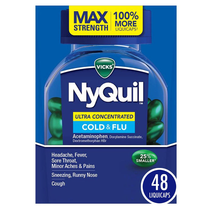 Vicks NyQuil Ultra Concentrated Cold & Flu Medicine LiquiCaps - 48ct