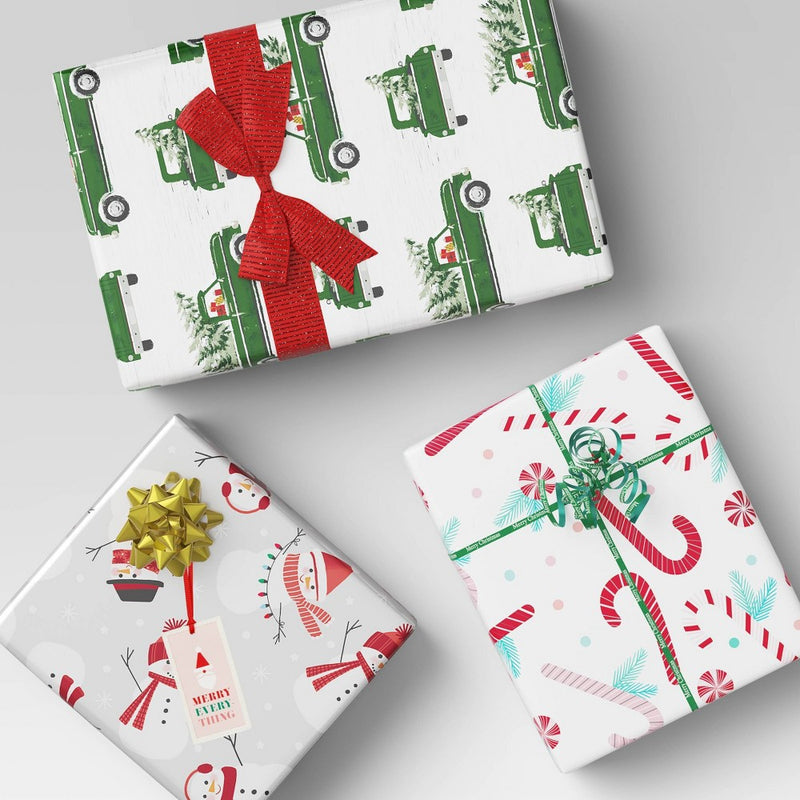 50 sq ft Vintage Truck with Tree Christmas Gift Wrap Cream - Wondershop (LOCAL PICKUP ONLY)