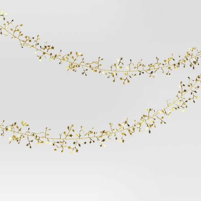 22' Wire Star Christmas Garland Metallic Champagne - Wondershop