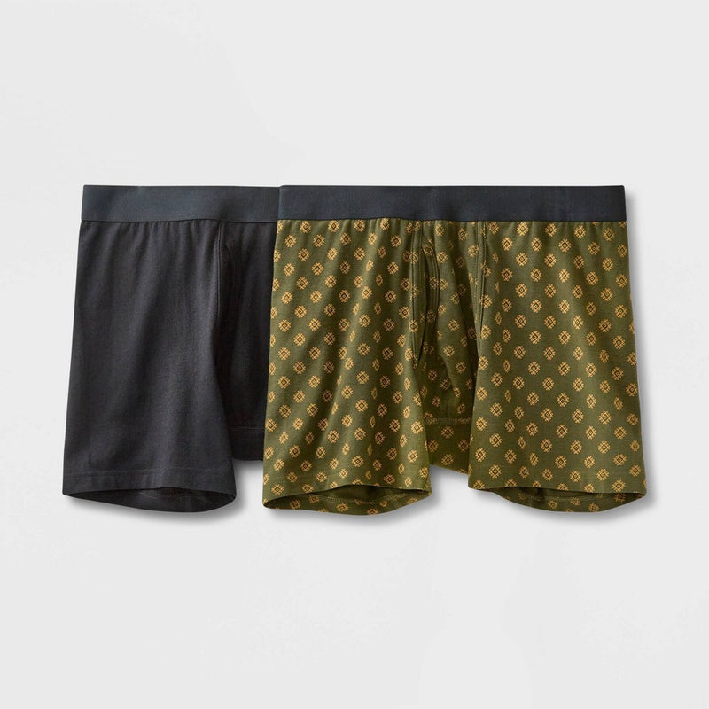 Men's Geo Print Boxer Briefs 2pk - Goodfellow & Co Green XL