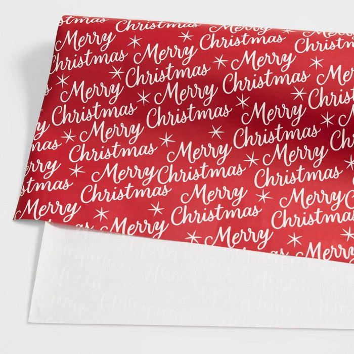 20 sq ft 'Merry Christmas' Kraft Gift Wrap Red/White - Wondershop