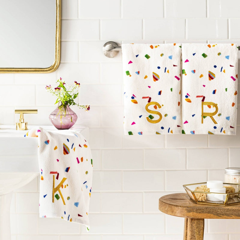 15"x25" Sheared Terry Monogram Hand Towel 'K' - Opalhouse