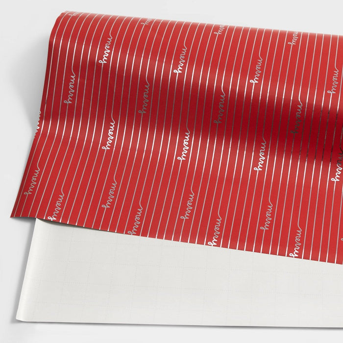 25 sq ft Striped 'Merry' Gift Wrap Red/Silver - Wondershop